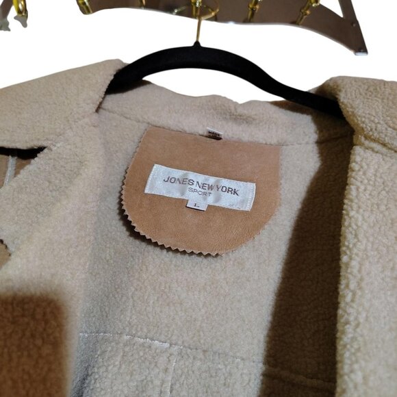 Jones New York Sports Coat, Size Large, Beige, Genuine Leather - Picture 3 of 4